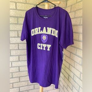 Orlando City Fanatics MLS Soccer Team Royal Purple T Shirt Lion Logo